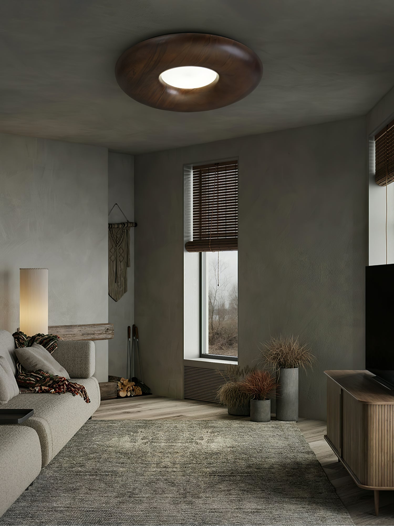 Zosora Organic Oak Flush Mount
