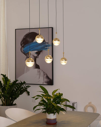 Zaneth Pendant Lamp Steel Glass Multi Drop Minimalist Staircase