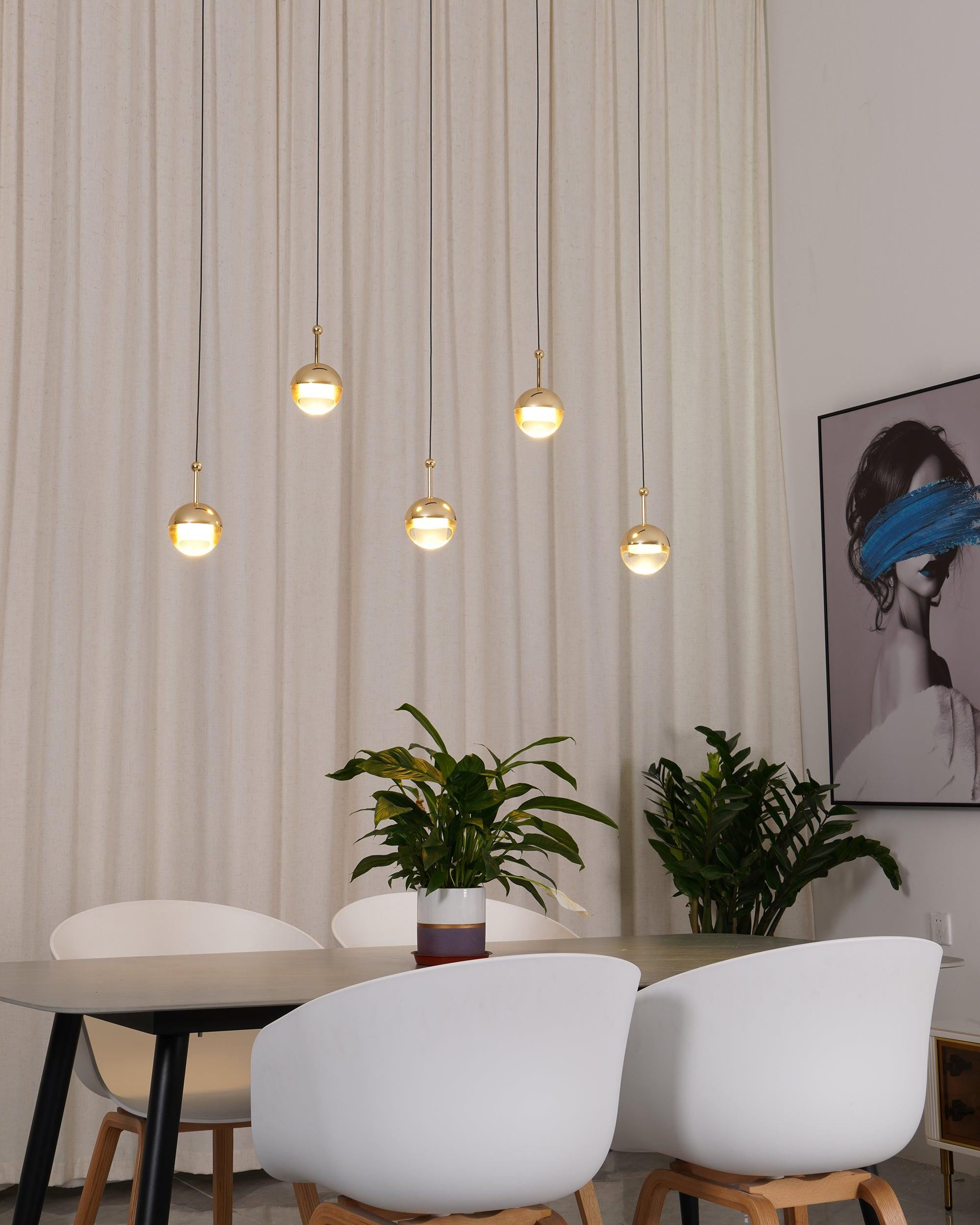 Zaneth Pendant Lamp Steel Glass Multi Drop Minimalist Staircase
