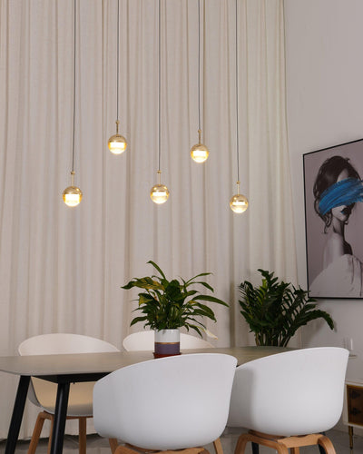 Zaneth Pendant Lamp Steel Glass Multi Drop Minimalist Staircase