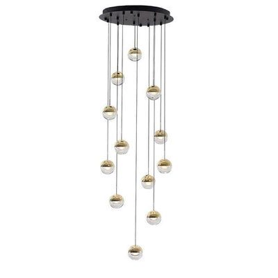 Zaneth Pendant Lamp Steel Glass Multi Drop Minimalist Staircase