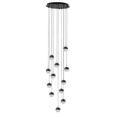 Zaneth Pendant Lamp Steel Glass Multi Drop Minimalist Staircase