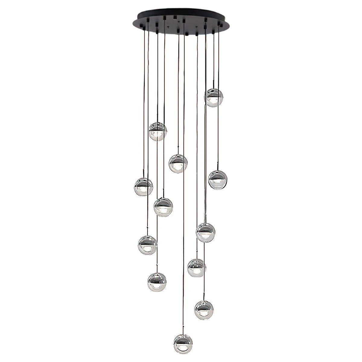 Zaneth Pendant Lamp Steel Glass Multi Drop Minimalist Staircase