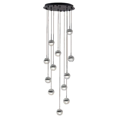 Zaneth Pendant Lamp Steel Glass Multi Drop Minimalist Staircase