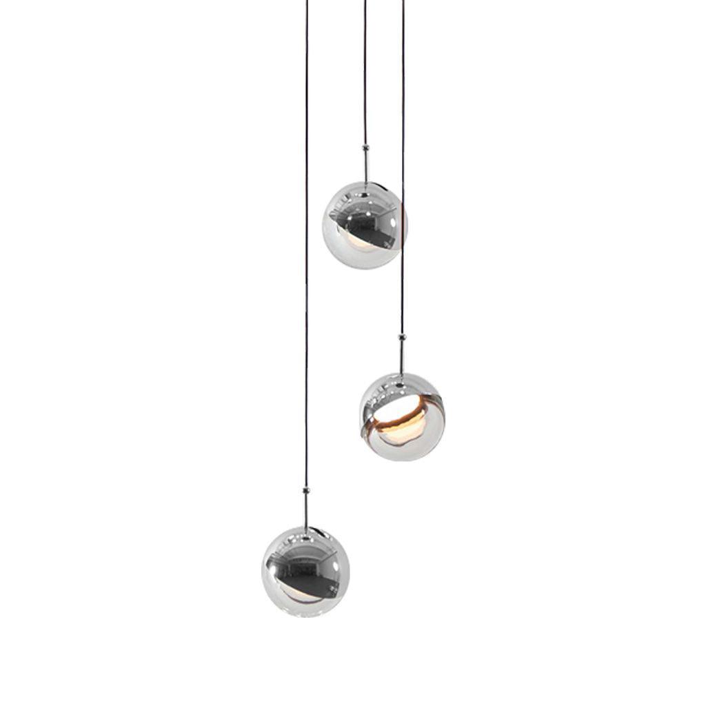 Zaneth Pendant Lamp Steel Glass Multi Drop Minimalist Staircase