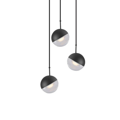 Zaneth Pendant Lamp Steel Glass Multi Drop Minimalist Staircase
