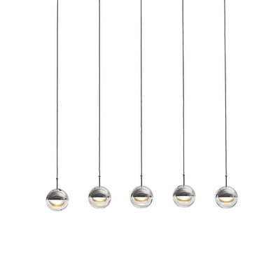 Zaneth Pendant Lamp Steel Glass Multi Drop Minimalist Staircase