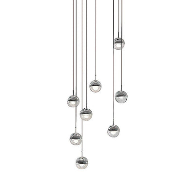 Zaneth Pendant Lamp Steel Glass Multi Drop Minimalist Staircase