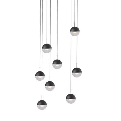 Zaneth Pendant Lamp Steel Glass Multi Drop Minimalist Staircase