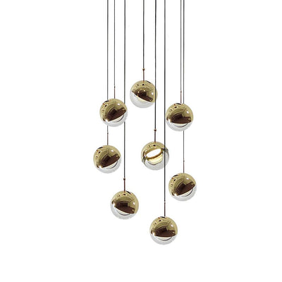 Zaneth Pendant Lamp Steel Glass Multi Drop Minimalist Staircase