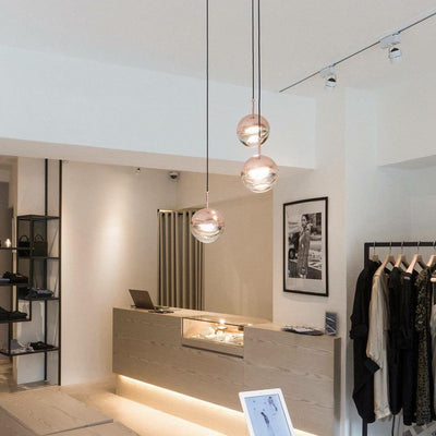 Zaneth Pendant Lamp Steel Glass Multi Drop Minimalist Staircase