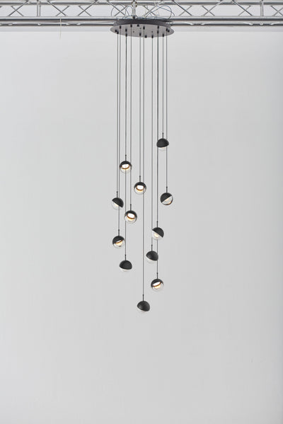 Zaneth Pendant Lamp Steel Glass Multi Drop Minimalist Staircase