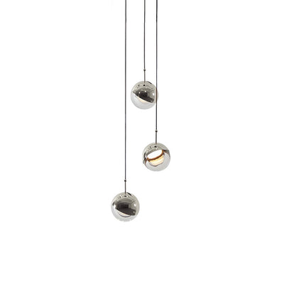 Zaneth Pendant Lamp Steel Glass Multi Drop Minimalist Staircase