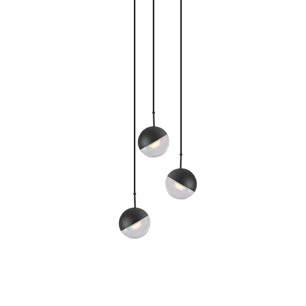 Zaneth Pendant Lamp Steel Glass Multi Drop Minimalist Staircase
