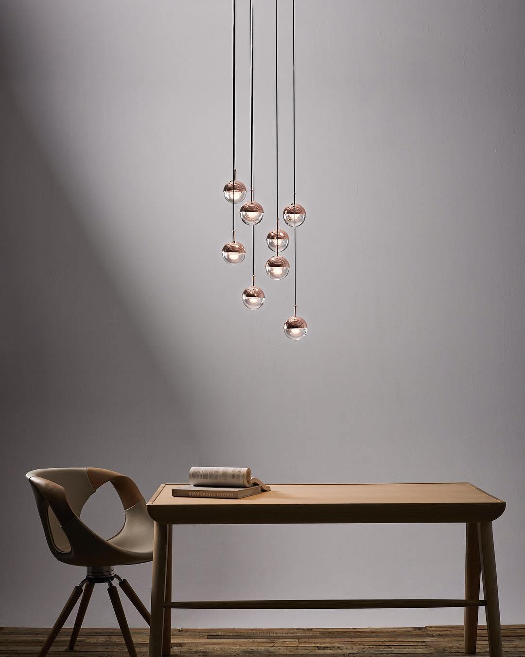 Zaneth Pendant Lamp Steel Glass Multi Drop Minimalist Staircase