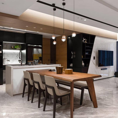 Zaneth Pendant Lamp Steel Glass Multi Drop Minimalist Staircase