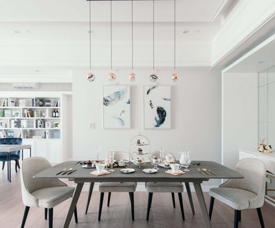 Zaneth Pendant Lamp Steel Glass Multi Drop Minimalist Staircase