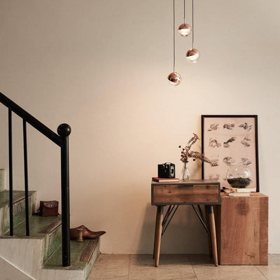 Zaneth Pendant Lamp Steel Glass Multi Drop Minimalist Staircase