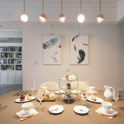 Zaneth Pendant Lamp Steel Glass Multi Drop Minimalist Staircase