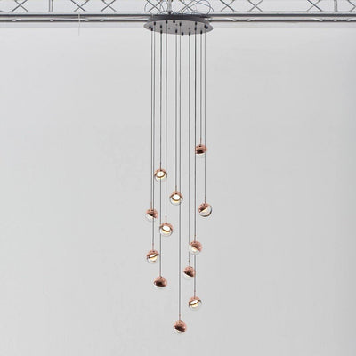 Zaneth Pendant Lamp Steel Glass Multi Drop Minimalist Staircase
