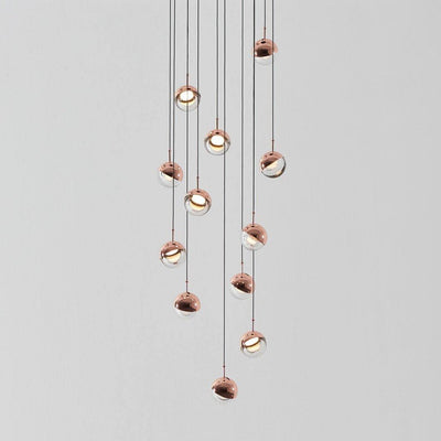 Zaneth Pendant Lamp Steel Glass Multi Drop Minimalist Staircase