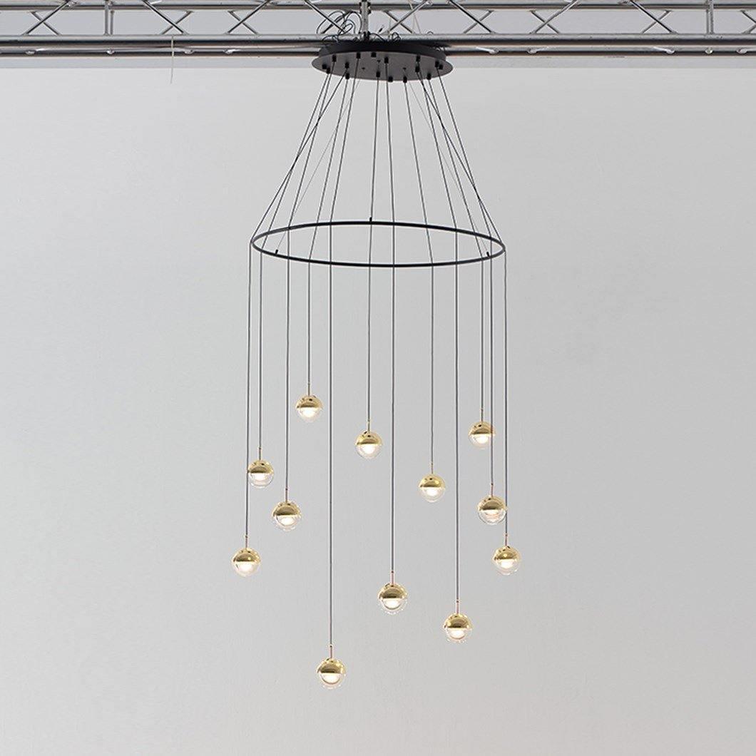 Zaneth Pendant Lamp Steel Glass Multi Drop Minimalist Staircase