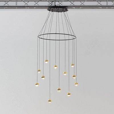 Zaneth Pendant Lamp Steel Glass Multi Drop Minimalist Staircase