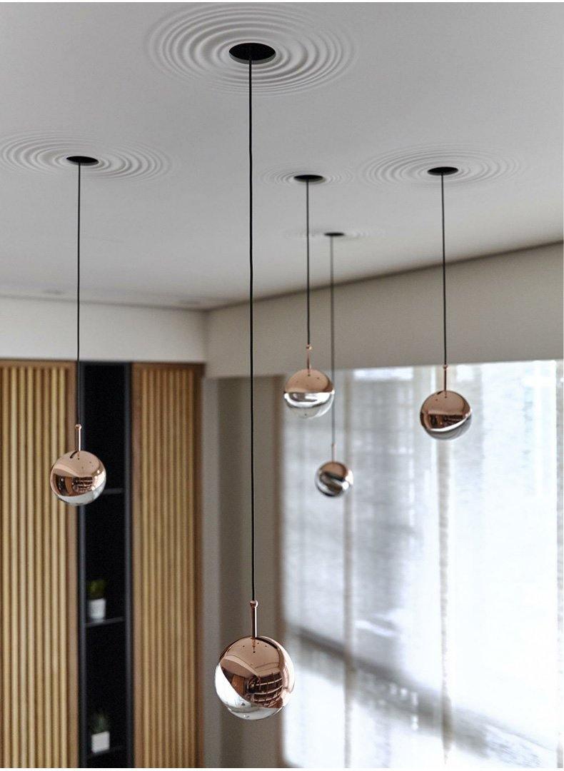 Zaneth Pendant Lamp Steel Glass Multi Drop Minimalist Staircase