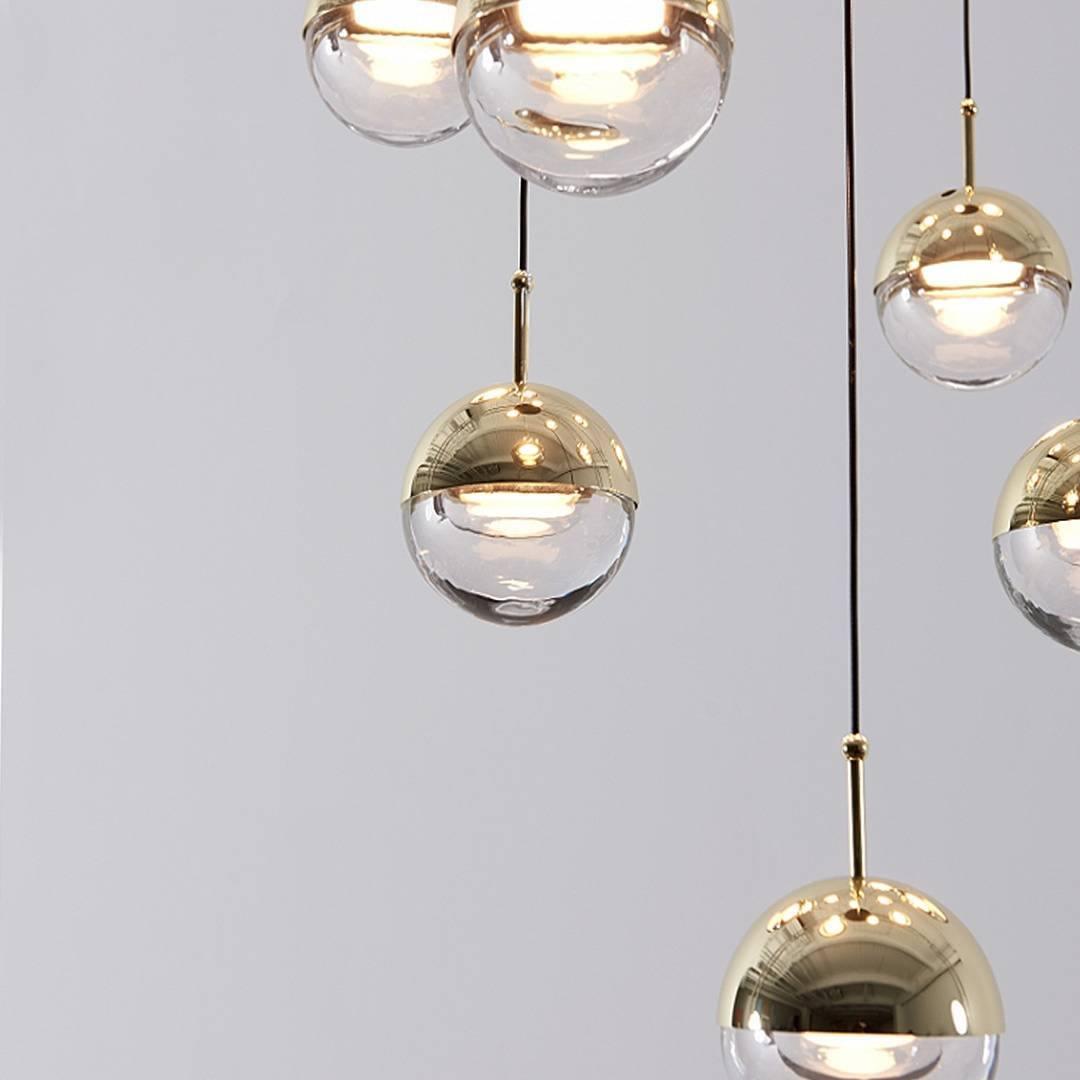 Zaneth Pendant Lamp Steel Glass Multi Drop Minimalist Staircase