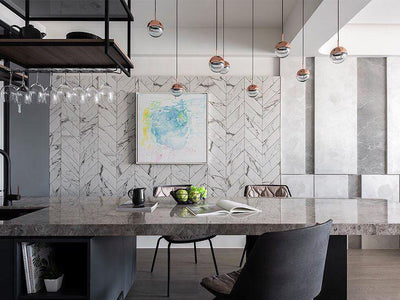 Zaneth Pendant Lamp Steel Glass Multi Drop Minimalist Staircase