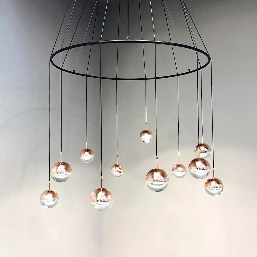 Zaneth Pendant Lamp Steel Glass Multi Drop Minimalist Staircase