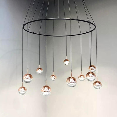 Zaneth Pendant Lamp Steel Glass Multi Drop Minimalist Staircase