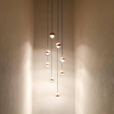 Zaneth Pendant Lamp Steel Glass Multi Drop Minimalist Staircase