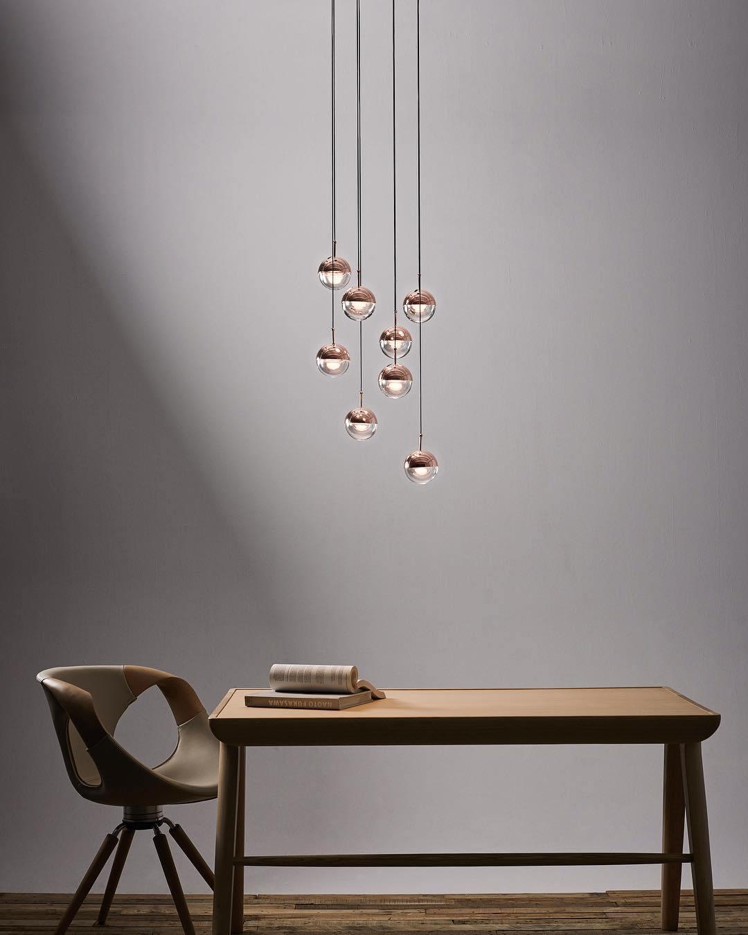 Zaneth Pendant Lamp Steel Glass Multi Drop Minimalist Staircase