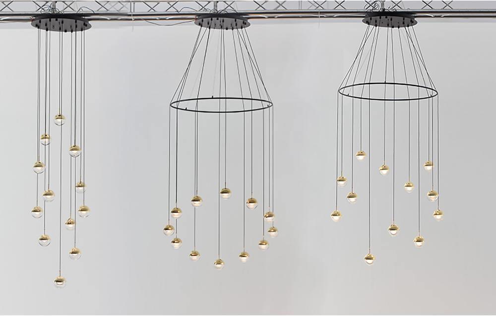 Zaneth Pendant Lamp Steel Glass Multi Drop Minimalist Staircase