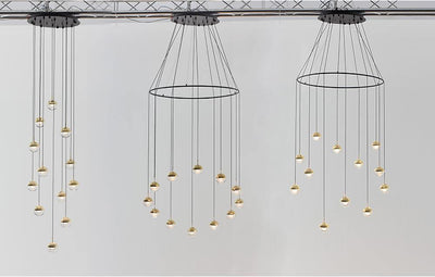 Zaneth Pendant Lamp Steel Glass Multi Drop Minimalist Staircase