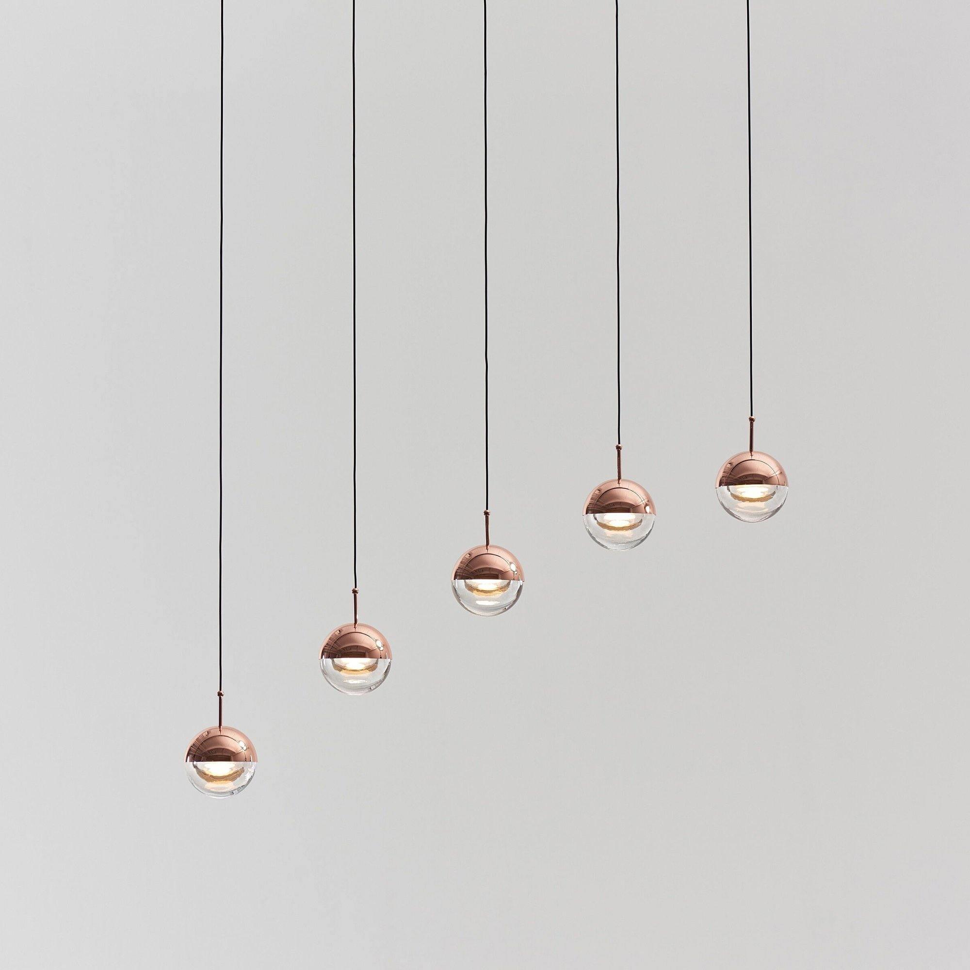 Zaneth Pendant Lamp Steel Glass Multi Drop Minimalist Staircase