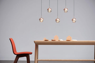 Zaneth Pendant Lamp Steel Glass Multi Drop Minimalist Staircase