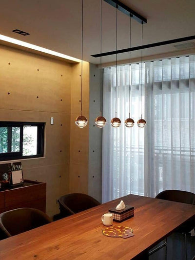 Zaneth Pendant Lamp Steel Glass Multi Drop Minimalist Staircase