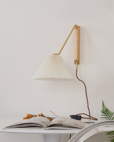 Feyora Pleated Fabric Wall Lamp - Neutral Decor