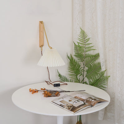 Feyora Pleated Fabric Wall Lamp - Neutral Decor