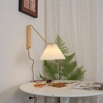 Feyora Pleated Fabric Wall Lamp - Neutral Decor