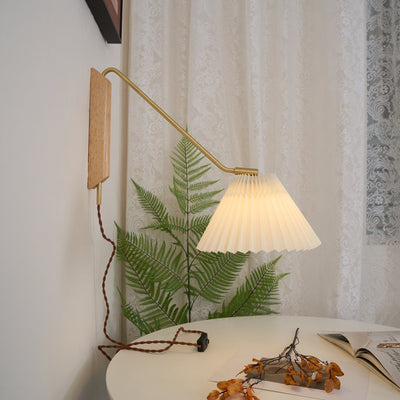 Feyora Pleated Fabric Wall Lamp - Neutral Decor