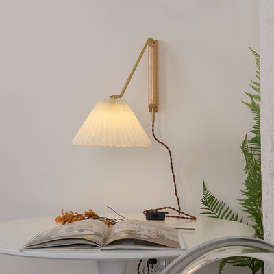 Feyora Pleated Fabric Wall Lamp - Neutral Decor
