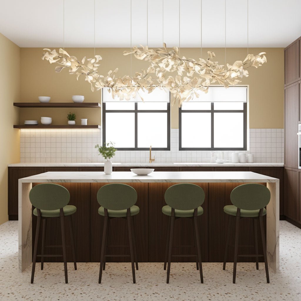 Double-Layer Ginkgo Ceramic Chandelier