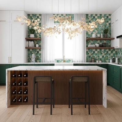 Double-Layer Ginkgo Ceramic Chandelier