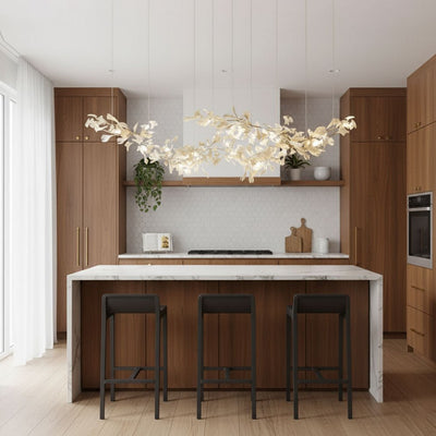 Double-Layer Ginkgo Ceramic Chandelier