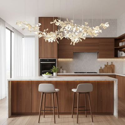 Double-Layer Ginkgo Ceramic Chandelier