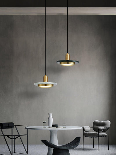 Bram Pendant Lamp Marble Double Circle Modern