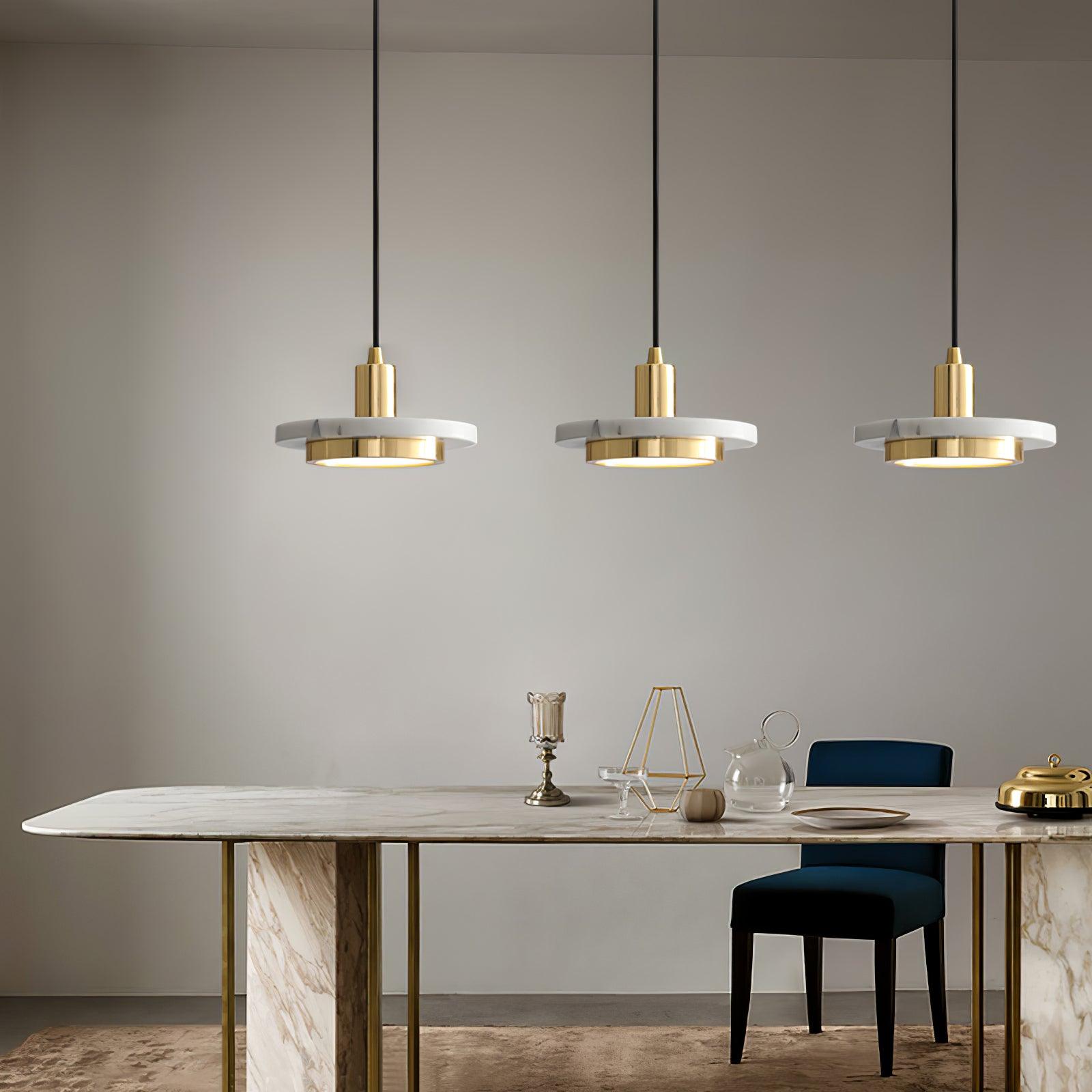 Bram Pendant Lamp Marble Double Circle Modern